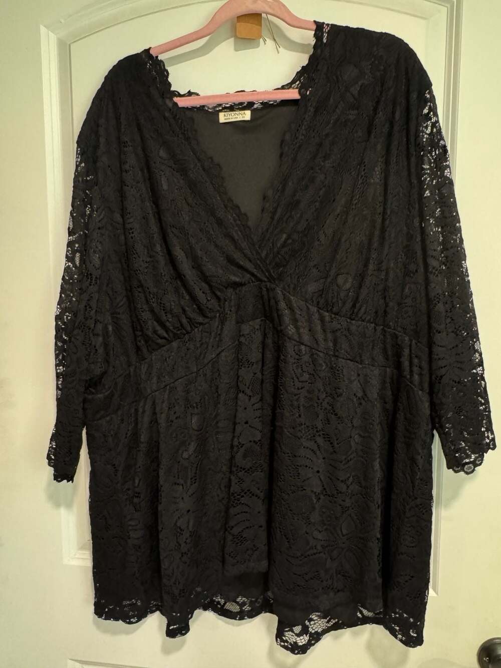 Kiyonna Boho Gothic Lace Tunic Top Plus Size Black Romantic Coquette